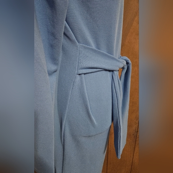 NOISY MAY Ribbed Longsleeve Mock Neck Stretch Midi Dress Tie Front.Blue. S NWT - Picture 13 of 16